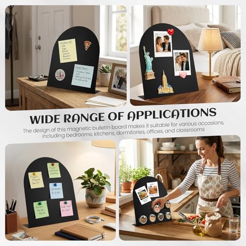 2 Pack Magnet Board 12.6x11 Inch Magnetic Display Board Black Metal with Stand for Home School Kitchen Office