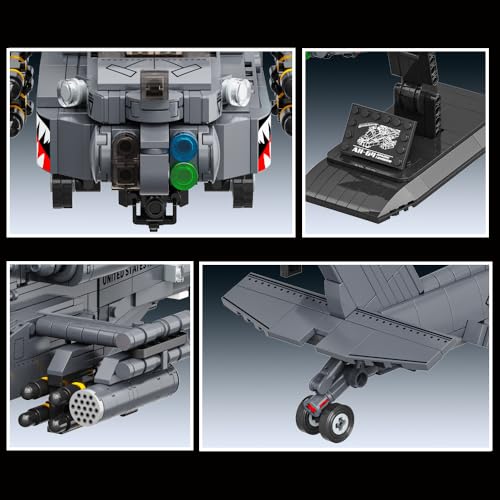 MISINI M8023 AH-64 Apache Longbow Attack Helicopter Building Blocks Set, 1383 Pieces of Military Army Armed Helicopter Building Block Kit, 1:35 Scale, Adult Collection Display Toy Gift Model Airplane