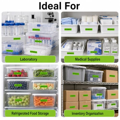 1000 PCS Refrigerate Stickers 1.6"x0.4" Waterproof Vinyl Green - color: Green, Black