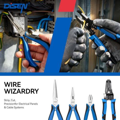 DISEN Pliers Set 15 Pieces Full Assortment of Plier with EVA - color: Bue-black 15pcs