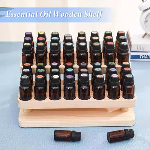SUPERFINDINGS 1 Set 90 Slots Wooden Lipsticks Holder 3 Tier Tube Display Shelf Wood Tool Rack Wooden Essential Oil Display Storage Organizer for Cosmetic Lip Gloss Tool, Slot IDxT: 0.8"x0.4"