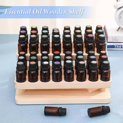 SUPERFINDINGS 1 Set 90 Slots Wooden Lipsticks Holder 3 Tier Tube Display Shelf Wood Tool Rack Wooden Essential Oil Display Storage Organizer for Cosmetic Lip Gloss Tool, Slot IDxT: 0.8"x0.4"