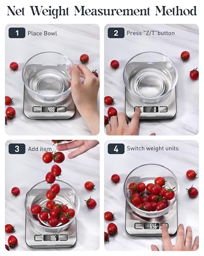 Food Scale, Digital Kitchen Scale with Grams & Ounces Units, 11lb - color: Stainless Steel
