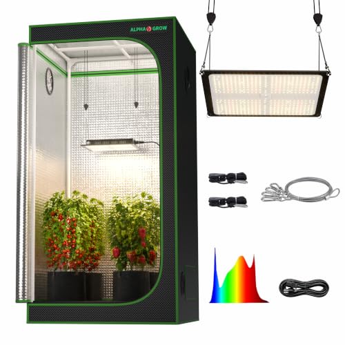 34x34 Grow Tent Kit with LED Grow Light, 34"x34"x72" 1680D Mylar Indoor Grow Tent Starter System with AG1000 100W Full Spectrum Dimmable Plant Light for Hydroponics, Herbs, Vegetables, Seedlings - size: 34" x 34" x 72"