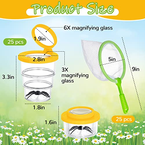 Jexine 50 Pcs Bug Catcher with Magnifying Lens, Insect Viewer for Kids