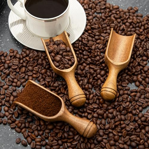 Big Coffee Scoops Shovel,Large Ground Coffee Scoop 3PCS Large Wooden Scoops for Jars 5.9″ Acacia Measuring Spoons for Coffee, Kitchen Scoop for Tea,Coffee, Powder, Bath Salts,Laundry -Multifunctional - color: 5.9″ Large 3pcs