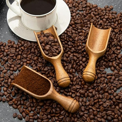 Big Coffee Scoops Shovel,Large Ground Coffee Scoop 3PCS Large Wooden Scoops for Jars 5.9″ Acacia Measuring Spoons for Coffee, Kitchen Scoop for Tea,Coffee, Powder, Bath Salts,Laundry -Multifunctional - color: 5.9″ Large 3pcs
