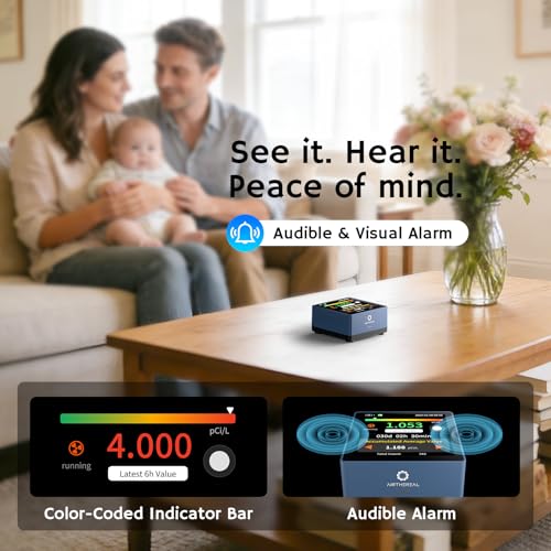 Airthereal Touchscreen Radon Detector, Professional Grade, Real-Time Data - color: Blue