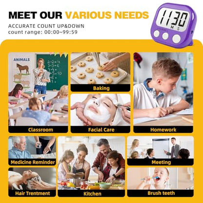 Digital Timer for Kids Classroom Timers for Teachers 2 Pack Pink Purple - color: Pink Purple