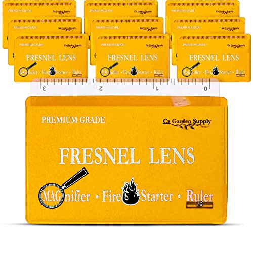 Fresnel Lens 4X Magnifier Pocket Wallet Credit Card Size • Ruler - Unbreakable Plastic for Home Office Classroom & Outdoor EDC Survival Kit Bushcraft (10 pack Ruler/Magnifier - Yellow) - size: 10 pack Ruler/Magnifier - YELLOW