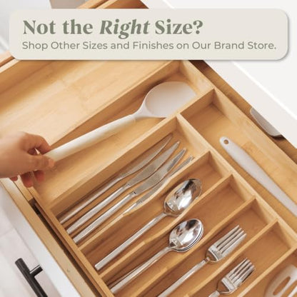 KitchenEdge Silverware & Utensil Organizer | Natural Bamboo, 18-33 In - color: Natural Bamboo, size: From 18" to 33" Wide