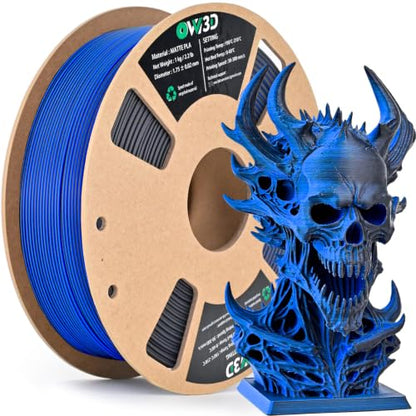 OVV3D Dual Color PLA Filament 1.75mm, Black Blue Matte PLA 3D Printer Filament, Multi Color Change 3D Printing Filament for Most FDM 3D Printer, 1kg Spool - color: Matte Black Blue