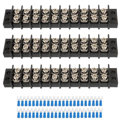 3PCS 10 Circuits Dual Row Screw Terminals Strip with 60PCS Connector - style: 10 Circuits
