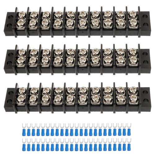 3PCS 10 Circuits Dual Row Screw Terminals Strip with 60PCS Connector - style: 10 Circuits