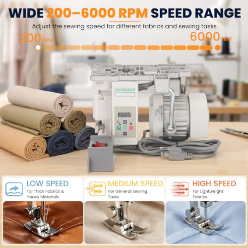 Sewing Machine Servo Motor, AC110V 750W 1HP Industrial Brushless Sewing Machine Motor with Controller and Foot Switch, Adjustable Speed 200–6000 RPM, CW/CCW Rotation, Low Noise, Energy Saving - color: 750W