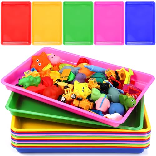 Maitys 15 Pack Plastic Art Trays 12 x 16 Inch Sensory Trays, Bright Color - color: Bright Color