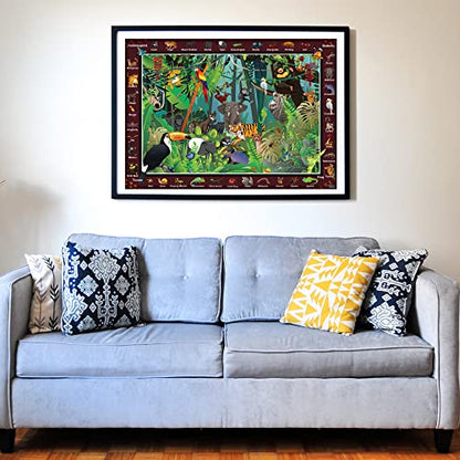 Think2Master Rainforest Jungle Animals 500 Pieces vith Large Pieces Jigsaw Puzzle for Seniors, Adults & Families. Great Gift Size: 26.8” X 18.9” - style: Animals of the Rainforest