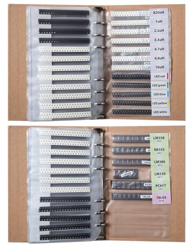 SMD 0603 Resistors, Capacitors, Transistors and Electronic Components Assortment Kit SMT Book - 5435 pcs