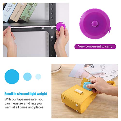 Tape Measures Retractable, Fabric Measuring Tape, 60 Inch Small Sewing Tape Measure for Craft Nursing Medical Travel(3 Pack/Black Purple Sky Blue) - color: Black, Purple, Sky Blue
