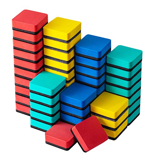 Favourde 48 Pack Magnetic Whiteboard Dry Erase Erasers for Classroom School - color: 4-color