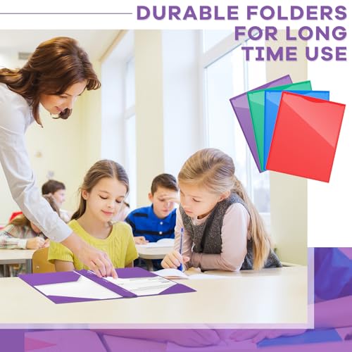 Henoyso 36 Pcs Plastic Folder with Clear Front Pocket, Multicolor - color: Multicolor
