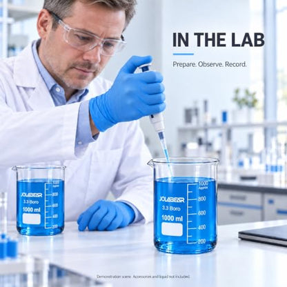 JOLABEAR 4-Pack 1000 mL 3.3 Borosilicate Glass Lab Beakers, Low Form - size: 1000ml 4pcs