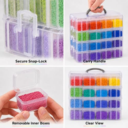 4-Tier Stackable Bead Organizer, 112 Grids Craft Storage Box - color: 4-Tire Bead Organizer