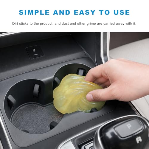2 PCS Car Cleaning Gel, Reusable Air Vent Detailing Putty Automotive Dust Removal Slime, Universal Dashboard Dusting Mud Interior Cleaner for Vehicles Keyboards Laptops Keys (Yellow+Blue) - color: Yellow+Blue