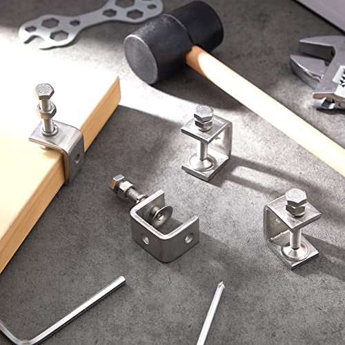 Lounsweer 40 Pcs Stainless Steel C Clamps Heavy Duty 1 3/16 Inch Mini Clamp with Stable Wide Jaw Opening Small Screw Clamps for Metal Working Mounting Woodworking
