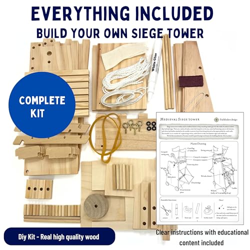 PATHFINDERS STEM Kit – Medieval Siege Tower with Catapult | Wooden Building Kit for Teens and Adults | Engineering & Physics Toy | Hands-On STEM Project