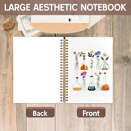 KAOWT Science Teacher Gifts for Women Notebook Journal, Chemistry Biology Teacher Notebooks for Note Taking, Science Lab Journal, Floral Chemistry Hardcover Spiral Notebook 5.5x8.3in - color: chemistry