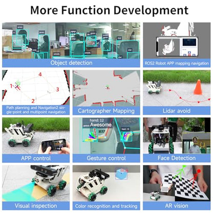 Yahboom ROS Robot Kit Sunburst RDK Based on RDK X3/X5 Board SLAM Map Navigation Depth Camera Visual Recognition ROS2 Educational Robotic (RDK X5 Advanced Edition)
