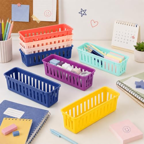 24 pcs Bright Pencil Basket Dispenser for Classroom Pencil Holder for Desk - color: Bright