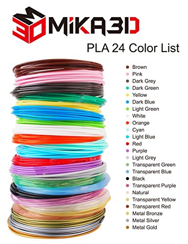 3D Pen 3D Printer Filament, 24 Colors 1.75mm PLA Filament Pack, High-Precision Diameter Filament, Each Color 10 Feet, Total 240 Feet Lengths by Mika3d - color: Pla Standard - 24 Colors