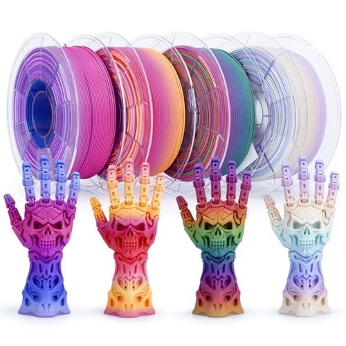 ZIRO Matte Fast Color Change PLA 4 Pack Bundle, No-Shine 1KG X 4 Spool - color: Matte Fast Color Change-4pack (Pastel Spectrum, Rainbow Blaze, Peachy Sunrise, Dreamy Dusk)