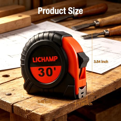 Lichamp 4 Pack 30ft EasyRead Retractable Tape Measure Metric/Fractional