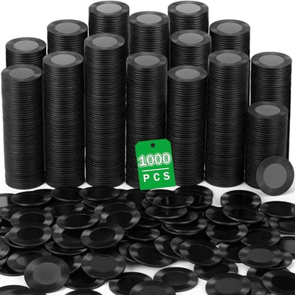 Leitee 1000 Pcs Plastic Poker Chips, 38 mm Interlocking Game Tokens, Black - color: Black