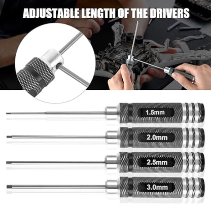 RC Hex ScrewDriver Set - 4pcs 1.5mm 2.0mm 2.5mm 3.0mm RC Tool Kit