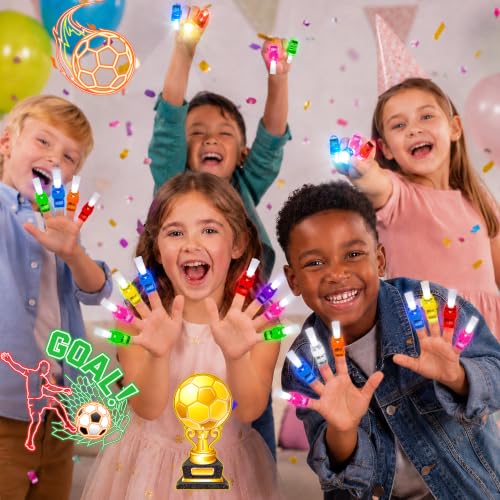 24 Pcs Soccer Themed Party Favors LED Finger Lights Toys for Kids Ages 3-12 - style: Soccer