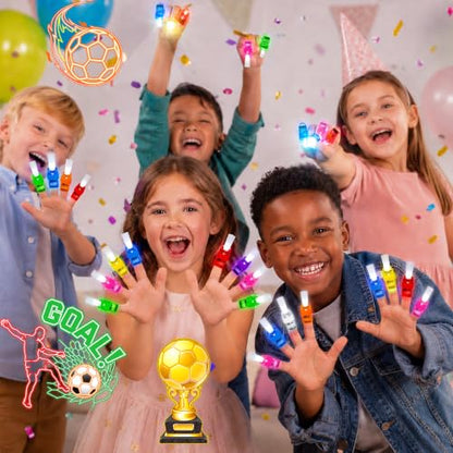 24 Pcs Soccer Themed Party Favors LED Finger Lights Toys for Kids Ages 3-12 - style: Soccer