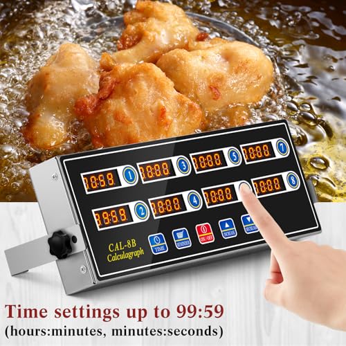 Relaxweex 2 Pack Commercial 8 Channel Digital Kitchen Timer, Multi-Countdown Timer with Loud Alarm & Large LCD Display, Wall Mount or Countertop for Restaurant, Fry Station, Baking & Lab Use