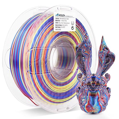 AMOLEN Silk PLA 3D Printer Filament, Shiny Multicolor Rainbow PLA Filament 1.75mm, Fast Color Change PLA 3D Printing Filament for Most FDM 3D Printer, Blue Red YellowGreen - color: Blue/Red/Yellow