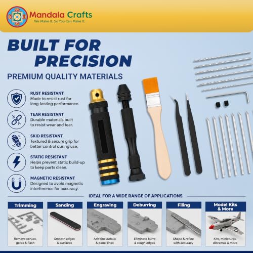 Mandala Crafts 25 PC Model Building Hobby Tools Kit for Scribing Miniatures - style: Model Metal Scribing Tool 30 PCs