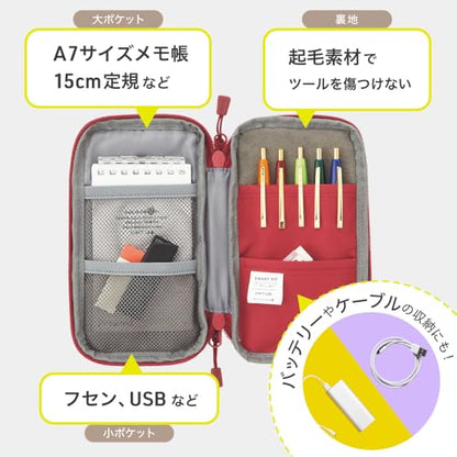 LIHITLAB Compact Pen Case, Water & Stain Repellent - color: Navy, style: Compact