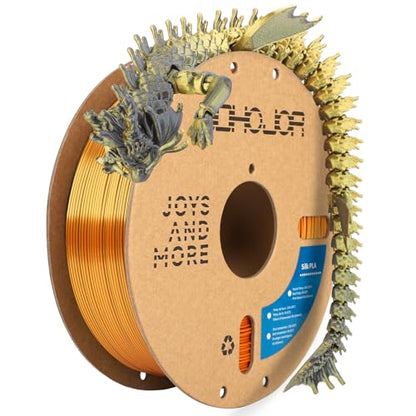 3DHoJor Silk PLA Filament 1.75mm Black Gold Dual Color PLA 3D Printer Filament 2 in 1 Coextrusion 1KG Spool(2.2lbs) 3D Printing Filament Dimensional Accuracy +/- 0.03mm Fits for Most FDM 3D Printers - color: Black Gold