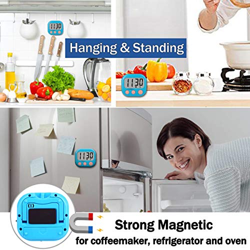 AOUCE Digital Kitchen Timers for Cooking, Timer for Kids 2 Pack Blue - color: Blue