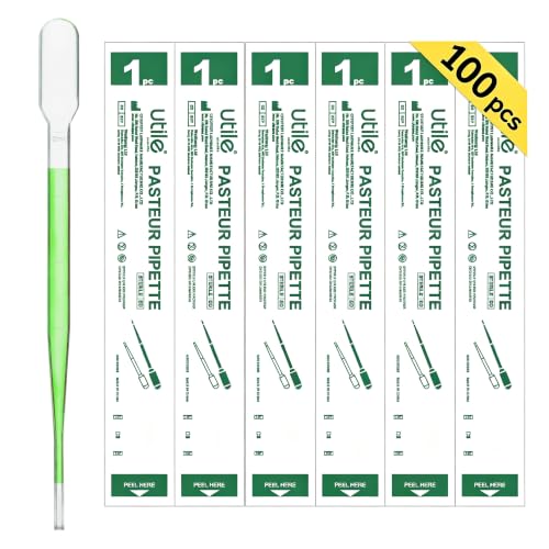 Utile 100pcs of Sterile Transfer Pipettes, Essential Oil Pipettes, Cap.5ml with 155mm Length, Low-Density Polyethylene Material, Individual Peel-Pack, 4320.0413.100 - style: Vol.5ml, 100pcs/box