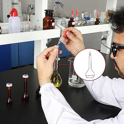stonylab Glass Volumetric Flask Class A with Glass Stopper, Borosilicate Glass Heavy Wall Volumetric Flask Tolerance ±0.05 ml, 50 ml - size: 50 ml