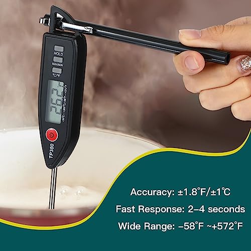 Copkim 6 Set Digital Food Thermometer Long Probe Instant,Black - color: Black