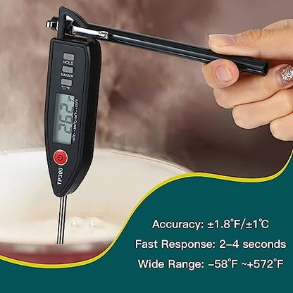 Copkim 6 Set Digital Food Thermometer Long Probe Instant,Black - color: Black